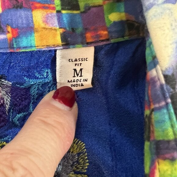 Robert Graham Shirt Mens Floral Cotton Size Medium Button Multicolor Classic Fit - Picture 4 of 14